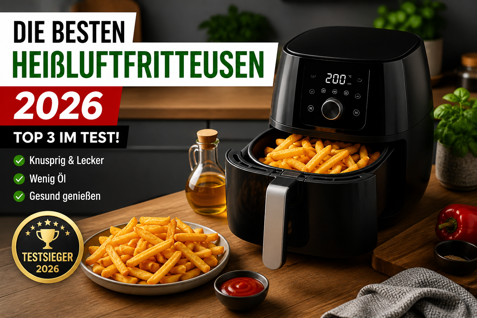 Beste Heißluftfritteuse 2026 im Test – knusprige Pommes aus Airfryer